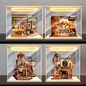 适用若客 若来diy小屋礼物工厂姜饼屋旋转木马小熊餐吧防尘收纳盒