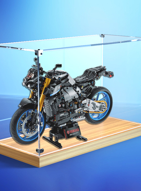 亚克力收纳盒适用乐高42159雅马哈MT-10SP摩托车模型木质底防尘罩