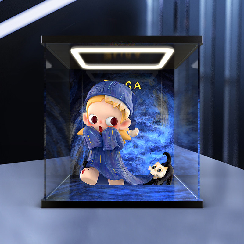 亚克力回形灯展示盒适用 泡泡玛特 Zsiga 惊慌的表演者 潮玩模型