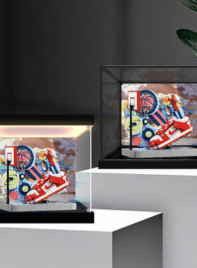 亚克力展示盒适用乐高43021街球玩家 Dunk透明防尘手办收纳盒