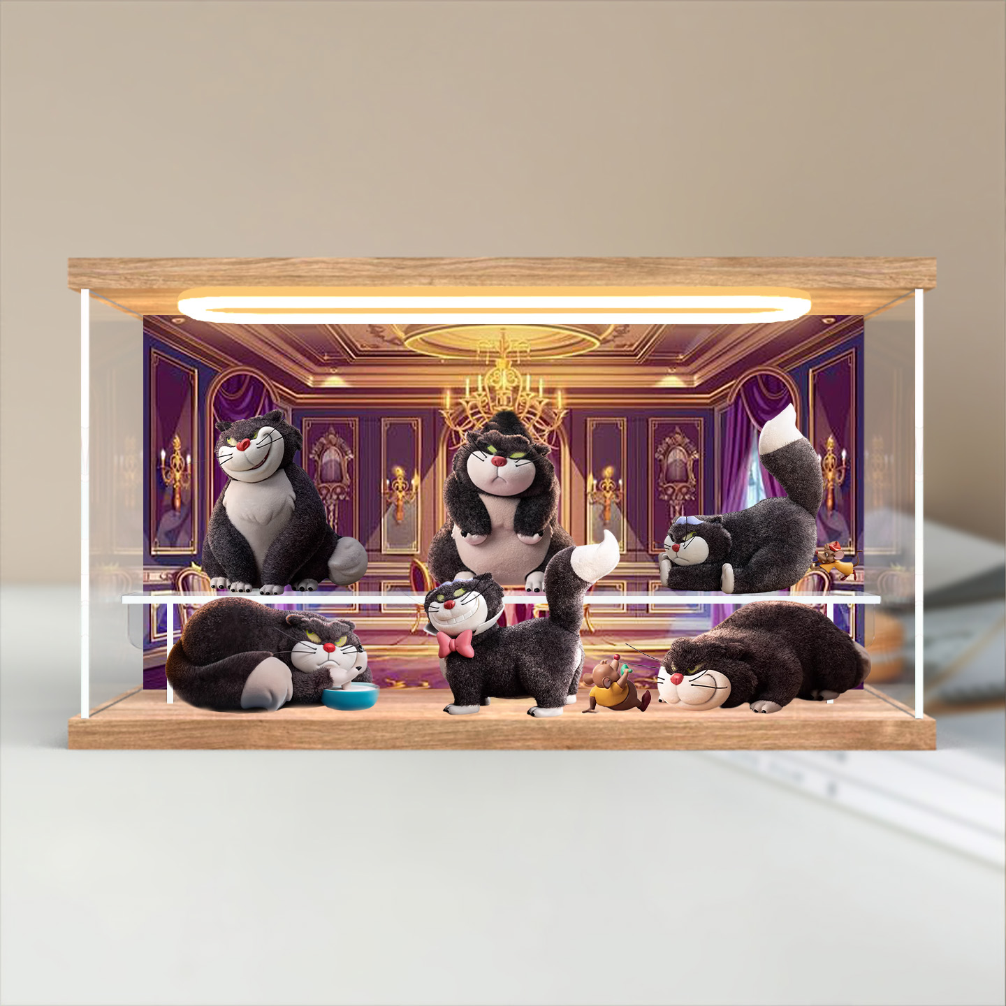 亚克力收纳盒适用52TOYS 迪士尼 坏猫猫路西法系列潮玩盲盒防尘罩