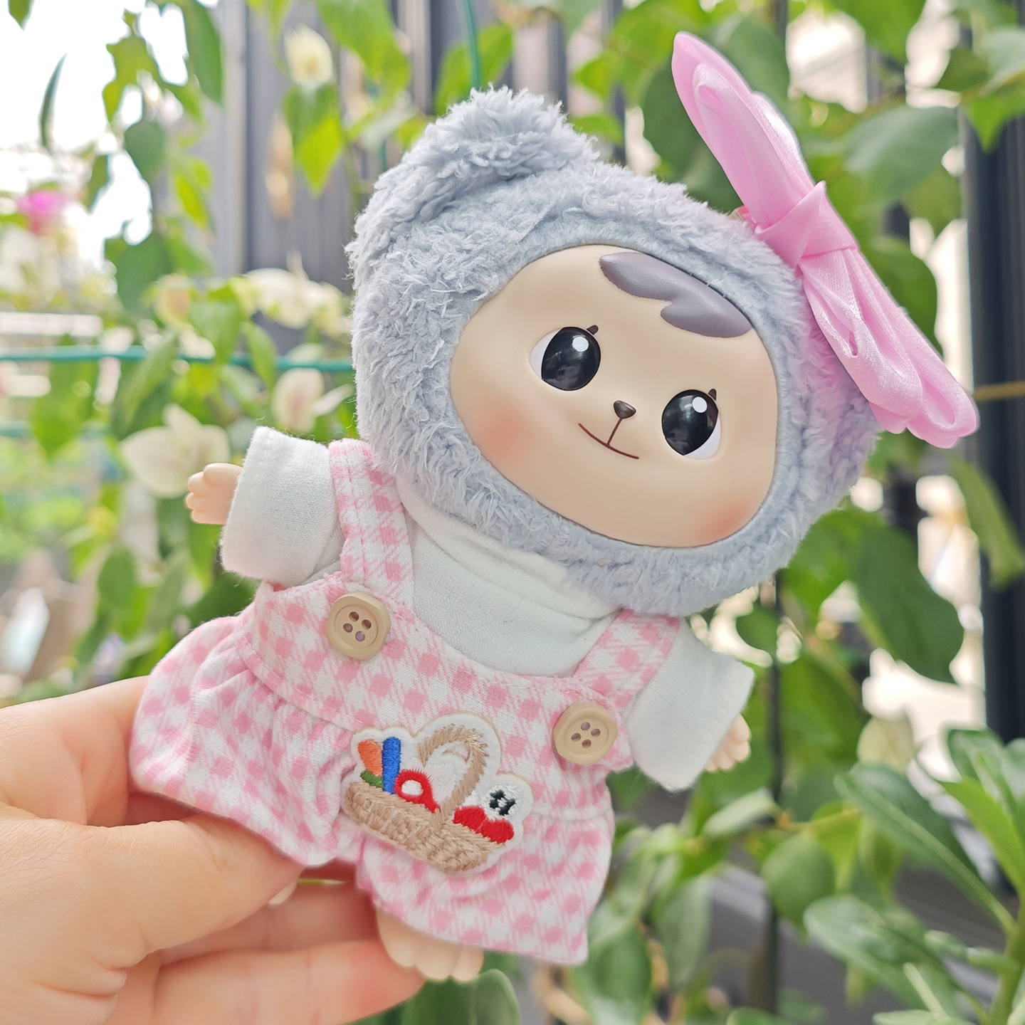 Bao-ao系列搪胶脸娃娃衣服盲盒抱抱毛绒玩偶着替背带裤套装休闲裙