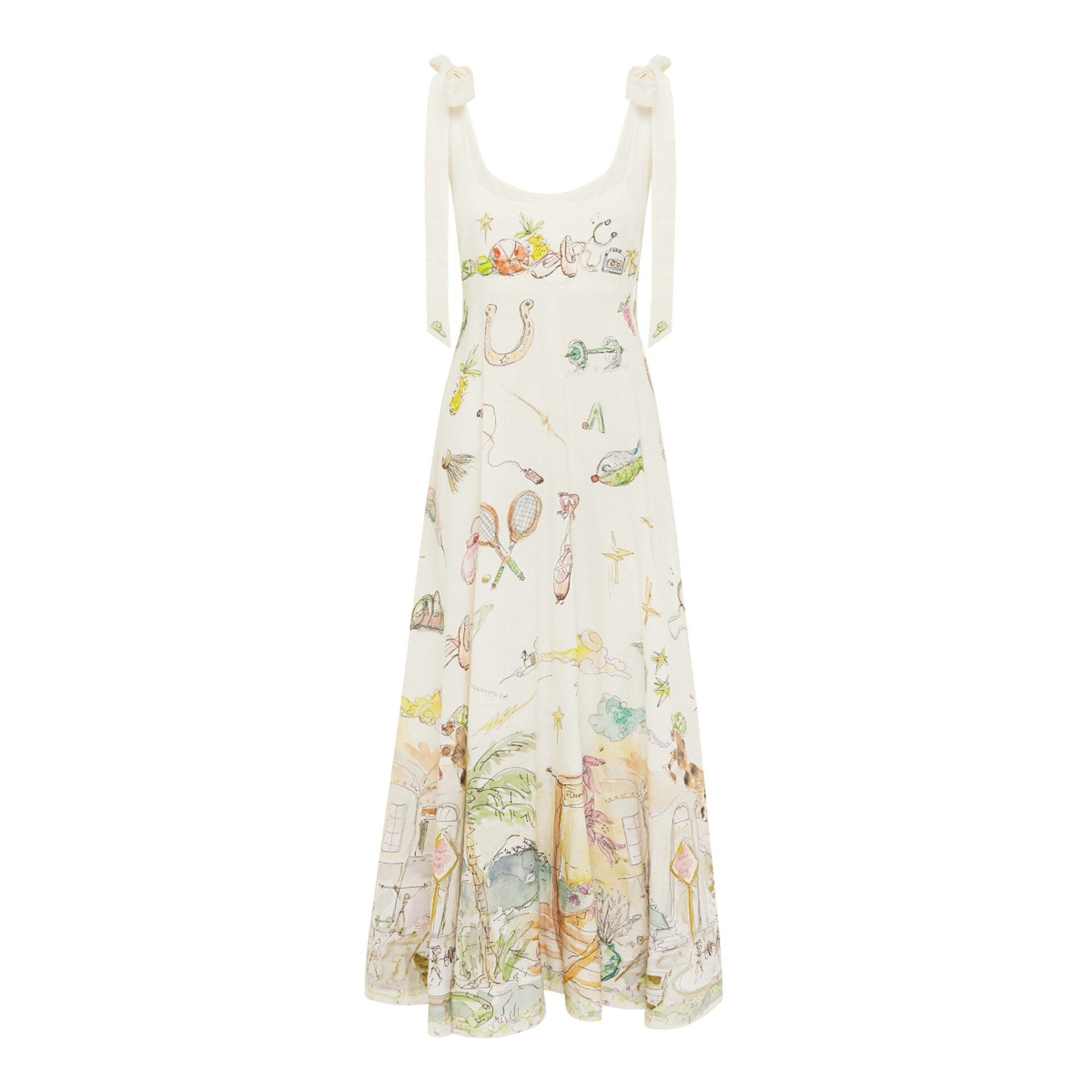 thumbnail for European station linen floral print slip dress 2025 new resort style beach photo vacation long skirt women