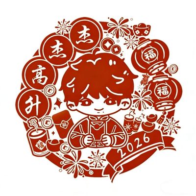 新款橹穆周边自制王橹杰Q版窗花ins风粉丝物料新年装饰静电贴窗花