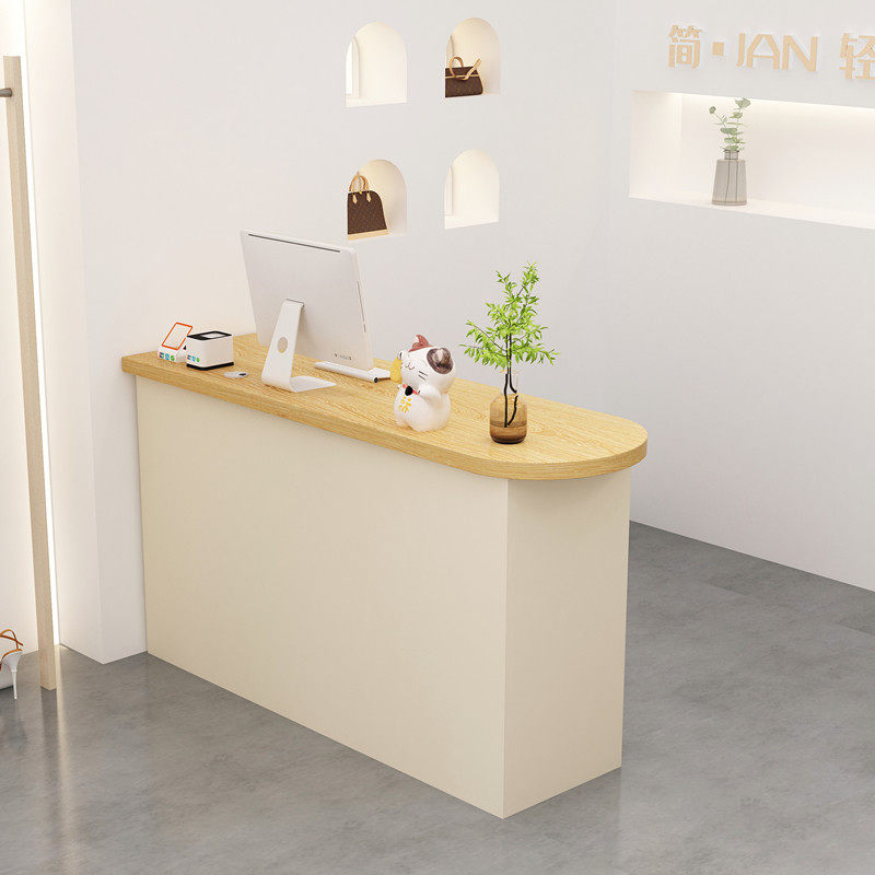 香港澳门包邮简约现代收银柜台服装店吧台桌圆弧柜台女装店铺小型