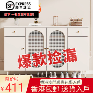 2024爆款 香港 柜家用门口室内玄关柜一体新款 包邮 入户斗柜楼 藤编鞋