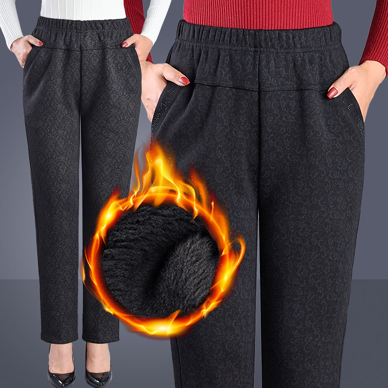 奶奶裤加绒加厚中老年女裤冬长裤