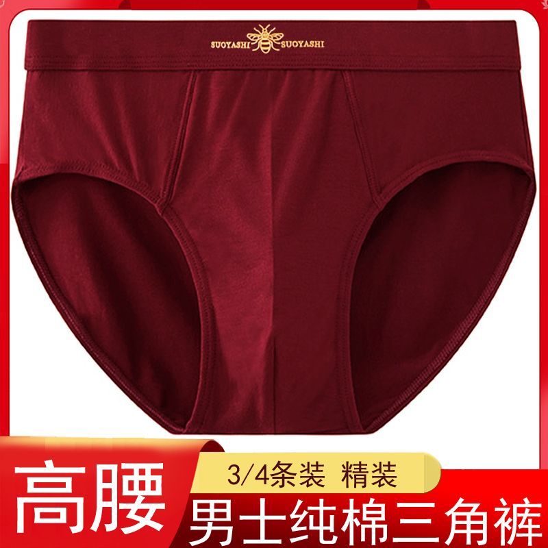 男士纯棉三角裤大码棉质内裤透气亲肤高档中老年男士三角内裤新款