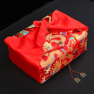 新娘陪嫁传统国潮布艺盒结婚用喜庆盒子订婚彩礼箱新人鞋服收纳包