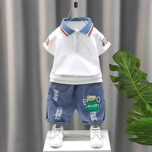 套装 小童夏季 法国男童夏装 2025新款 酷帅儿童衣服潮 宝宝短袖 polo衫