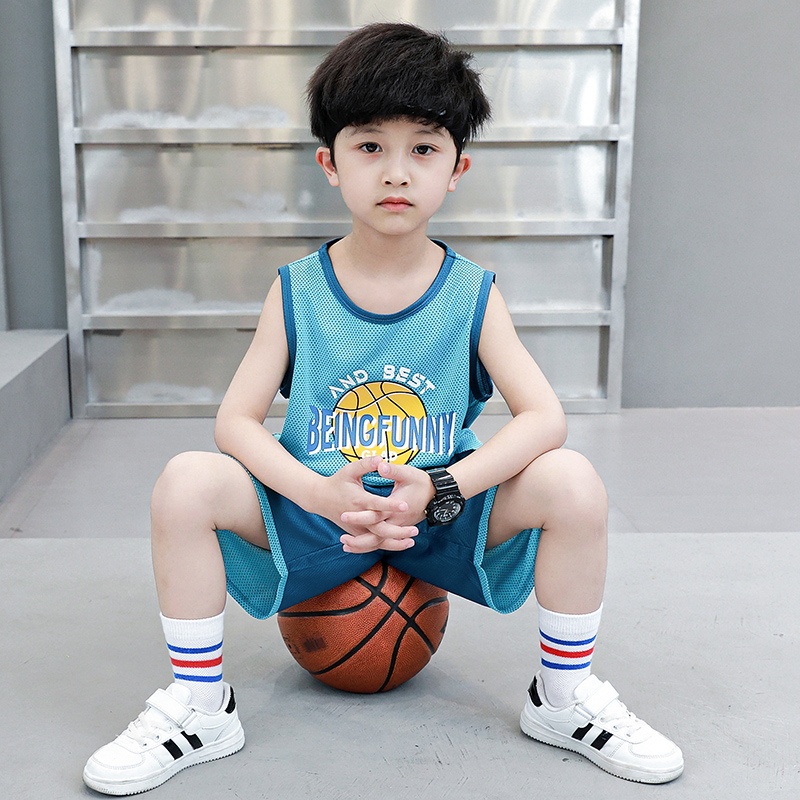 韩国男童篮球服速干套装儿童装夏季背心宝宝冰丝运动球衣两件套潮