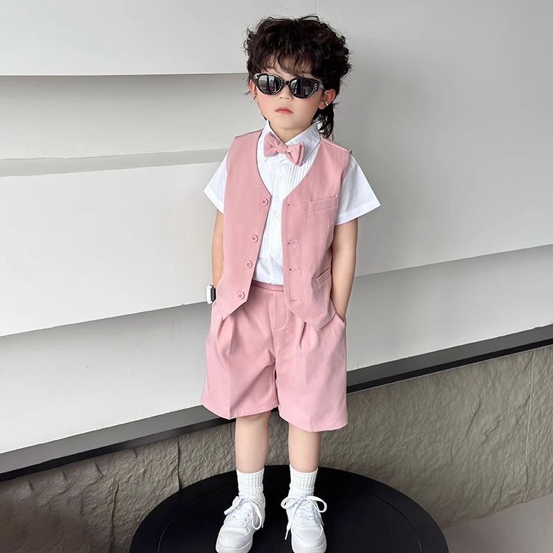 韩国男童礼服夏季英伦风男宝生日小西服套装帅气主持人走秀演出服