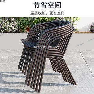户外单人靠背椅仿藤椅家用餐椅子围椅办公椅阳台休闲桌椅防水爆款