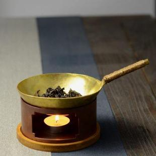 烤茶纯铜勺子焙茶提香烤茶炒茶勺侧把烘茶器茶室煮茶加热茶叶醒器