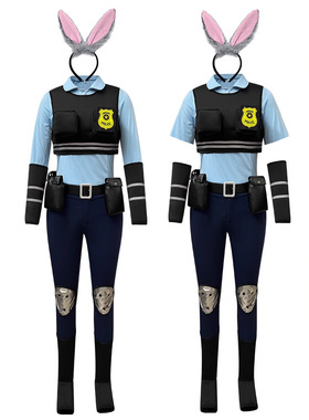 电影疯狂动物城cos judy朱迪兔子cos拟人服 cosplay服装全套女装
