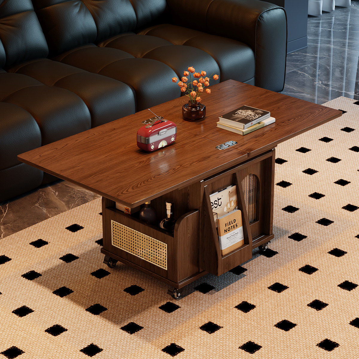 可移动折叠茶几可升降折叠推车实木茶桌小户型客厅多功能茶几餐桌