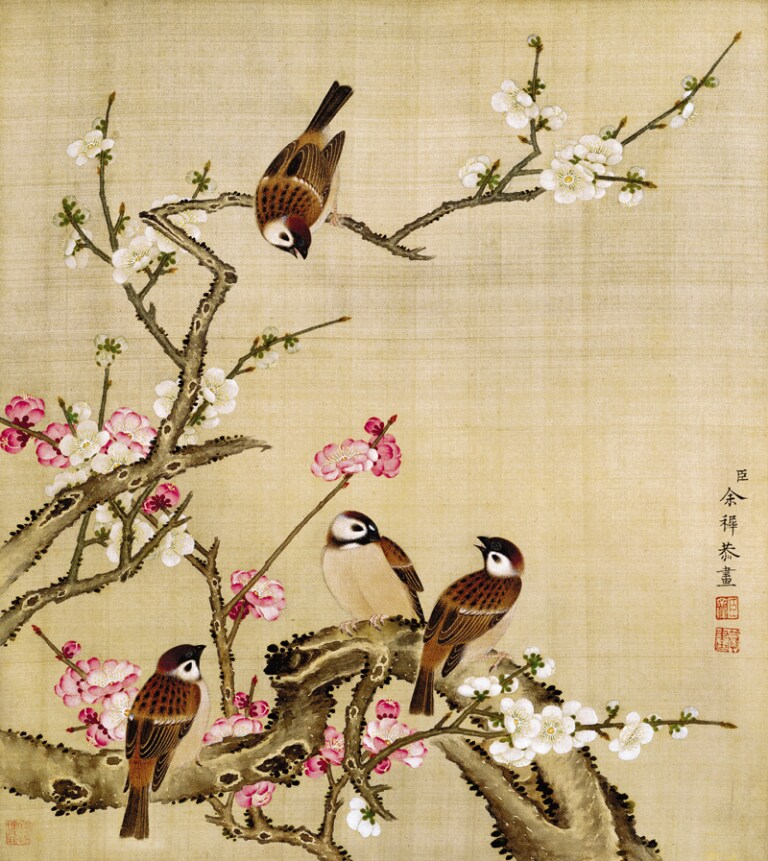 工笔画底稿 清 余穉 腊梅花白描12-10#打印稿 毛笔勾线宣纸稿