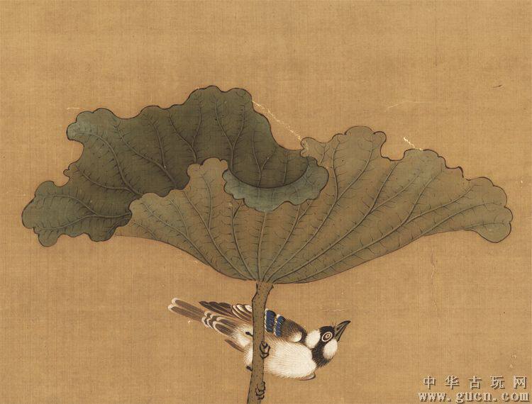 工笔画底稿宋佚名荷叶小鸟白描打印稿95#毛笔勾线宣纸稿 本店拷贝