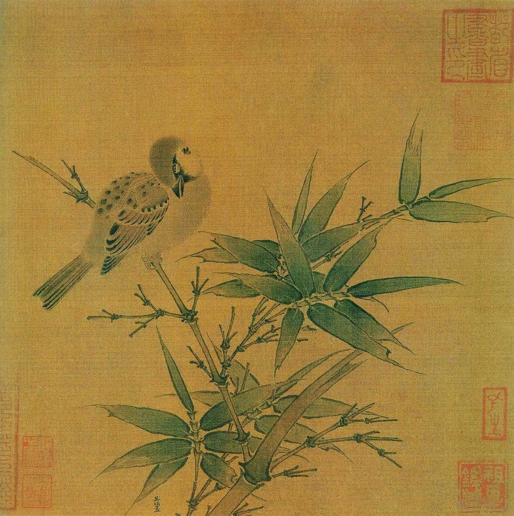 工笔画底稿宋吴炳竹雀图白描12#打印稿 宣纸稿有步骤图 视频