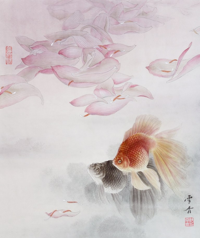 工笔画底稿 鱼稿系列3#白描金鱼小品打印稿 宣纸稿学习临摹