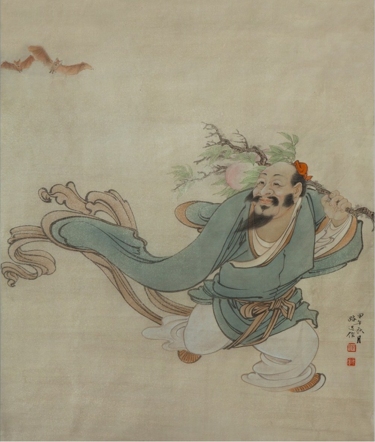 工笔画底稿工笔人物东方朔偷桃参考白描打印稿宣纸稿本店拷贝稿