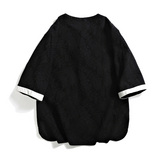 风盘扣短袖圆领提花t恤复古五分袖潮男A087-1-YM612-P55控65，男装T恤，电商A087-1