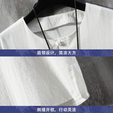 风2025圆领盘扣五分袖薄款荷花刺绣T恤男A087-1-YM902-P55，男装T恤，电商A087-1