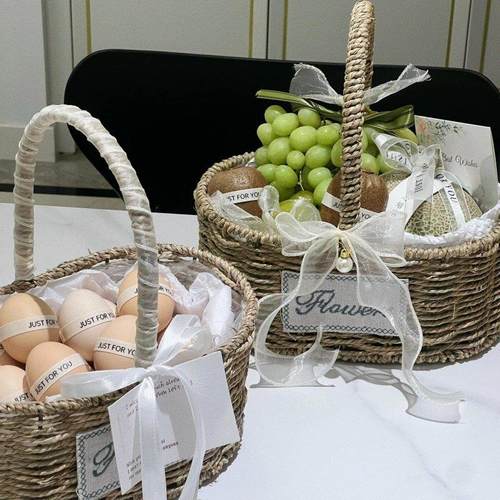 坐月子鸡蛋水果花篮 diy送产妇礼物闺蜜生宝宝生日宴会精致手提篮