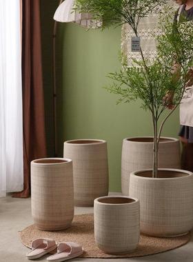 ADEE简约北欧落地粗陶透气特大号组合陶瓷花盆客厅阳台大口径软装