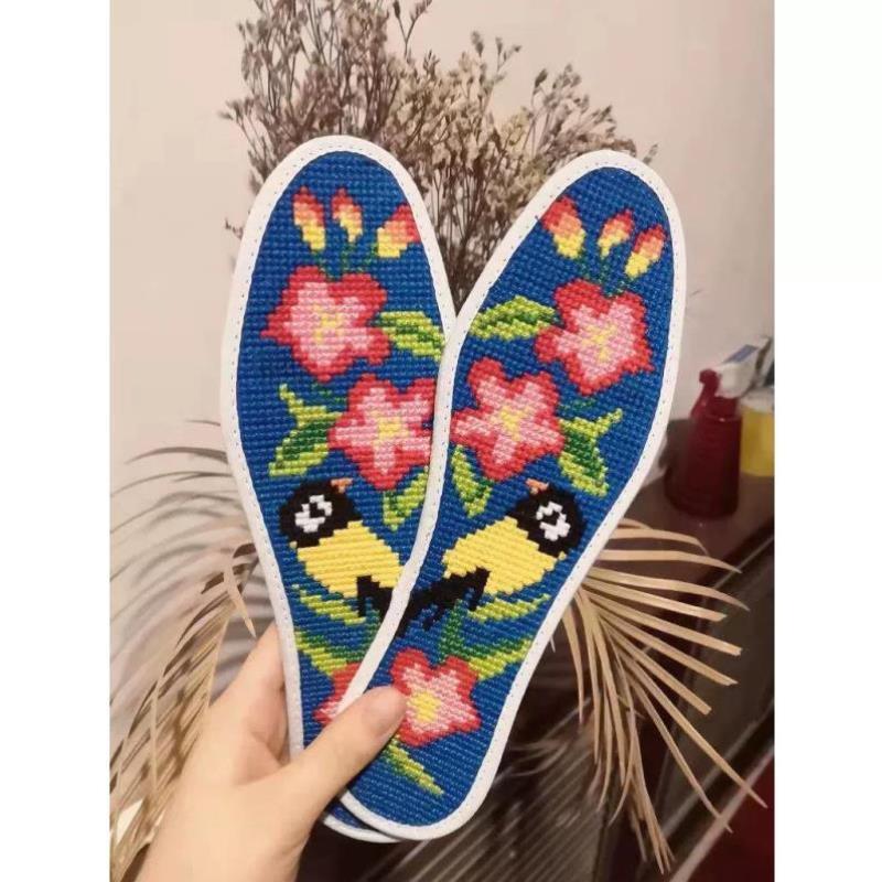 十字绣鞋垫自己绣半成品几何花树紫色梦幻不掉色带针线吸汗透气