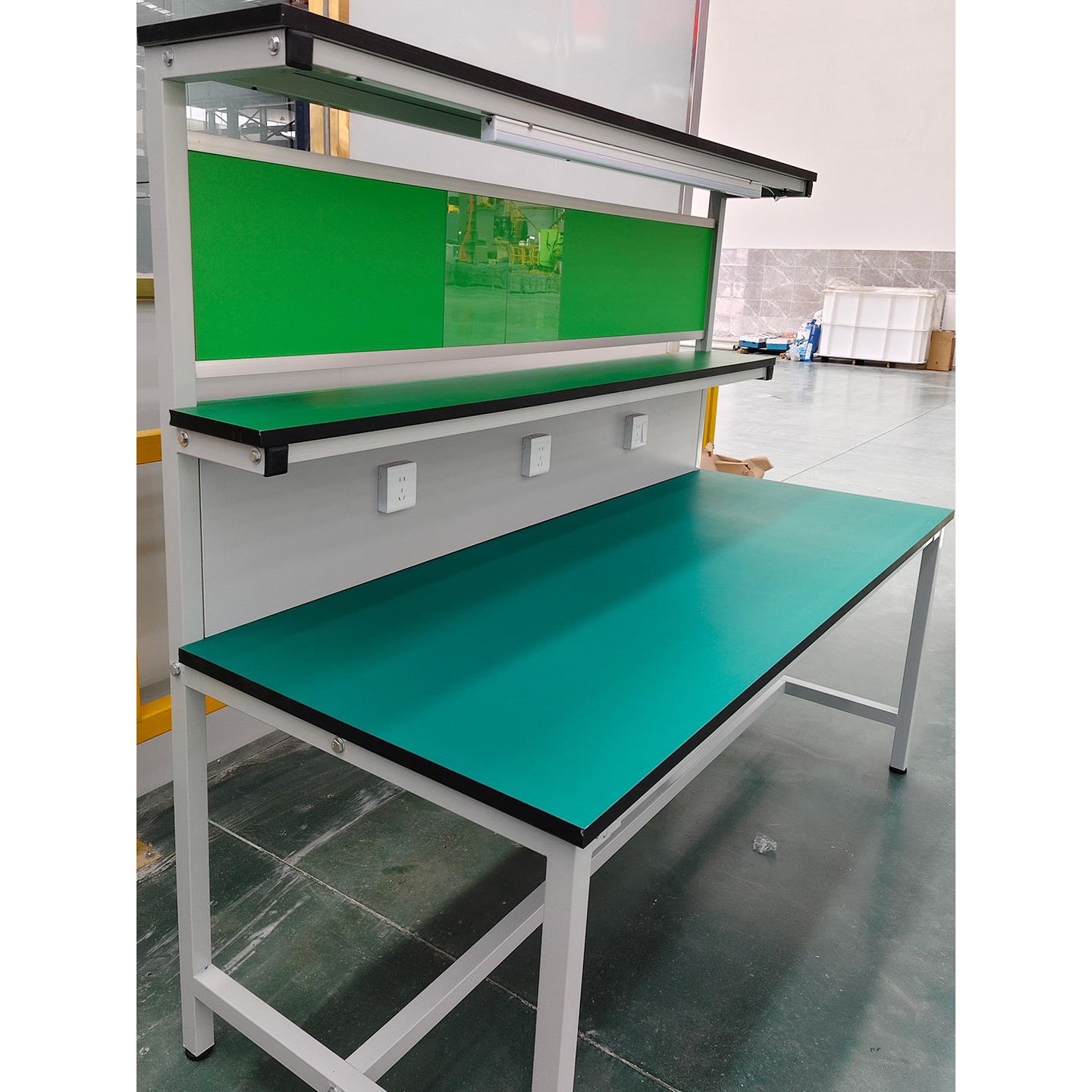 车间防静电工作台工厂注塑机流水线检验桌子带灯工作台手机维修台