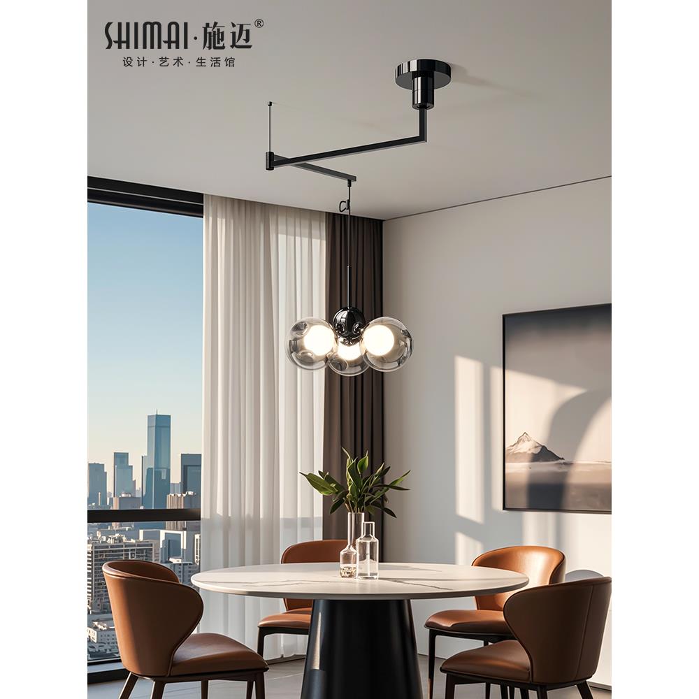 餐厅灯吊灯2025新款现代简约摇臂可移位岛台饭厅圆形餐桌灯吧台灯