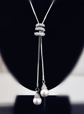 秋冬珍珠毛衣链长款高级