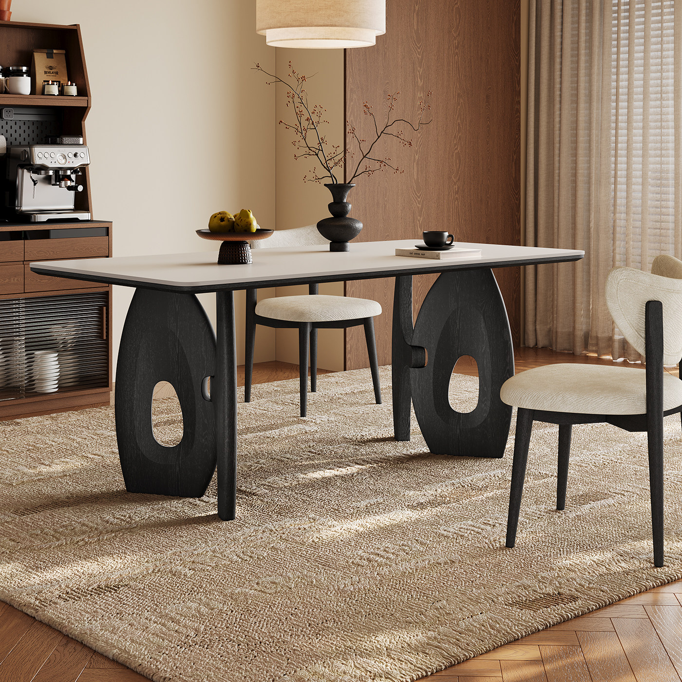 实木餐桌家用小户型法式复古2025新款现代简约高端长方形岩板餐桌