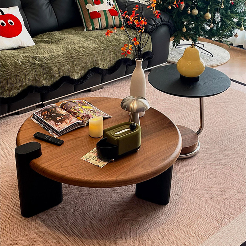 中古风高级感客厅家用圆形小户型高端茶几组合2026新款包豪斯茶几