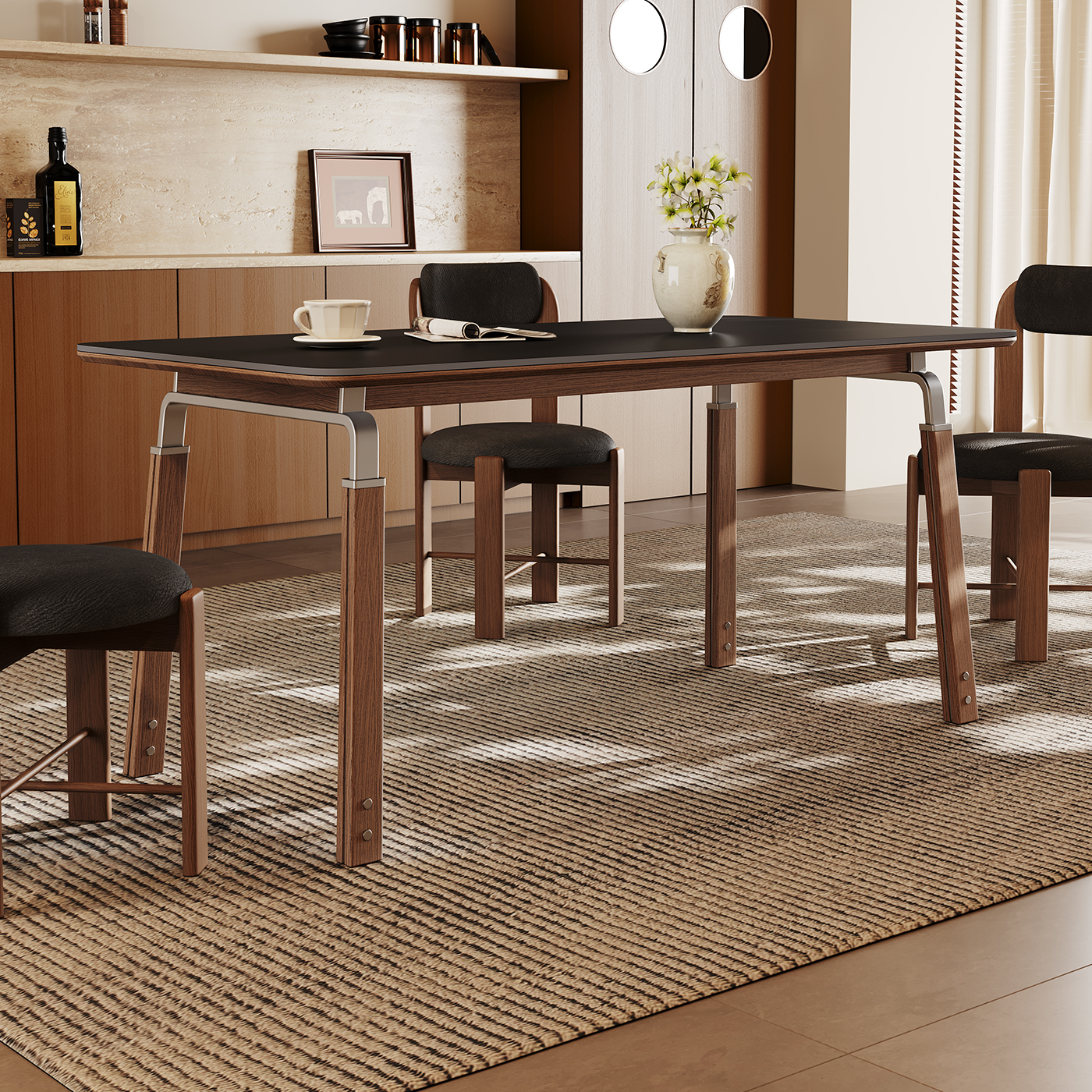 奥古斯特包豪斯黑色岩板餐桌