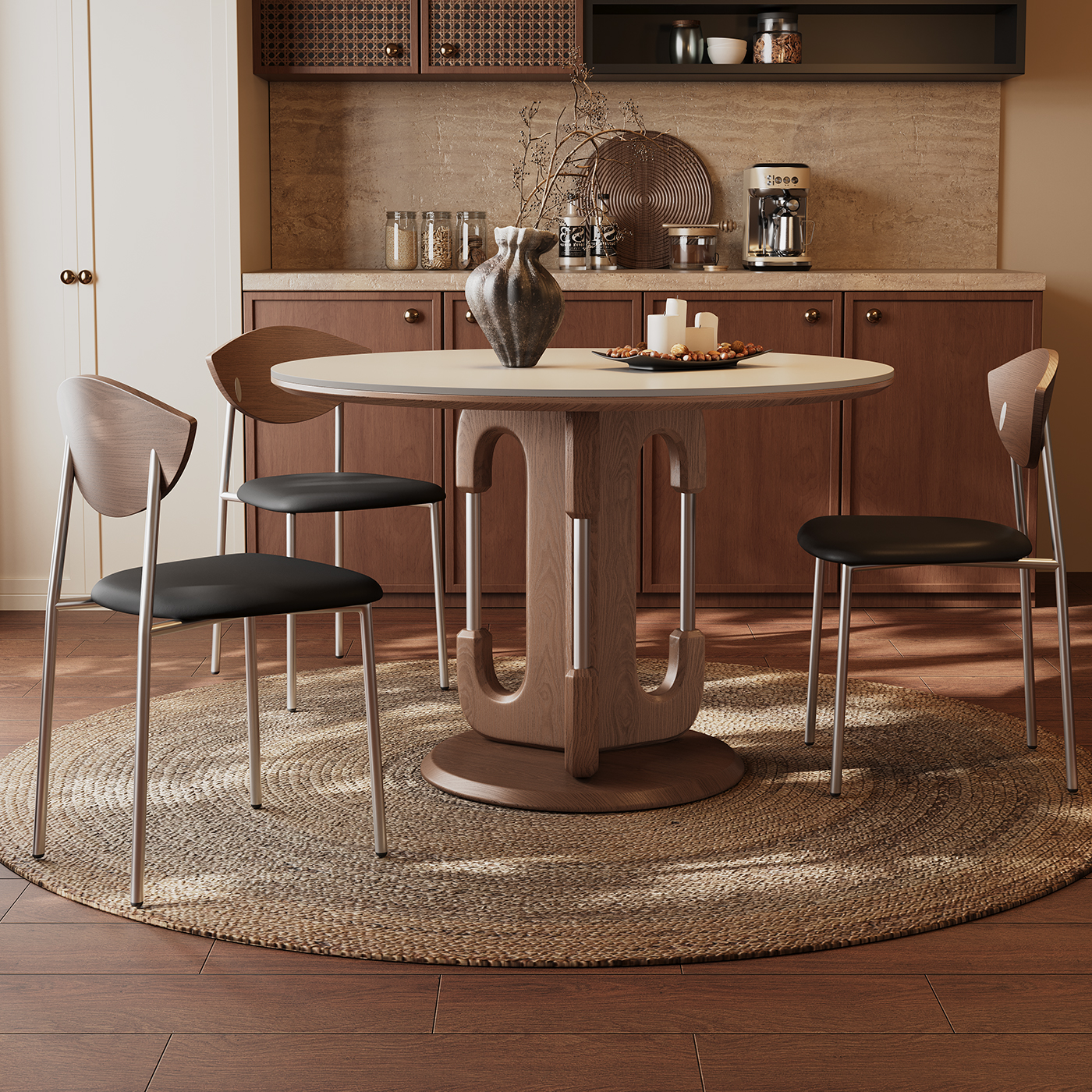 奥古斯特包豪斯实木餐桌圆桌