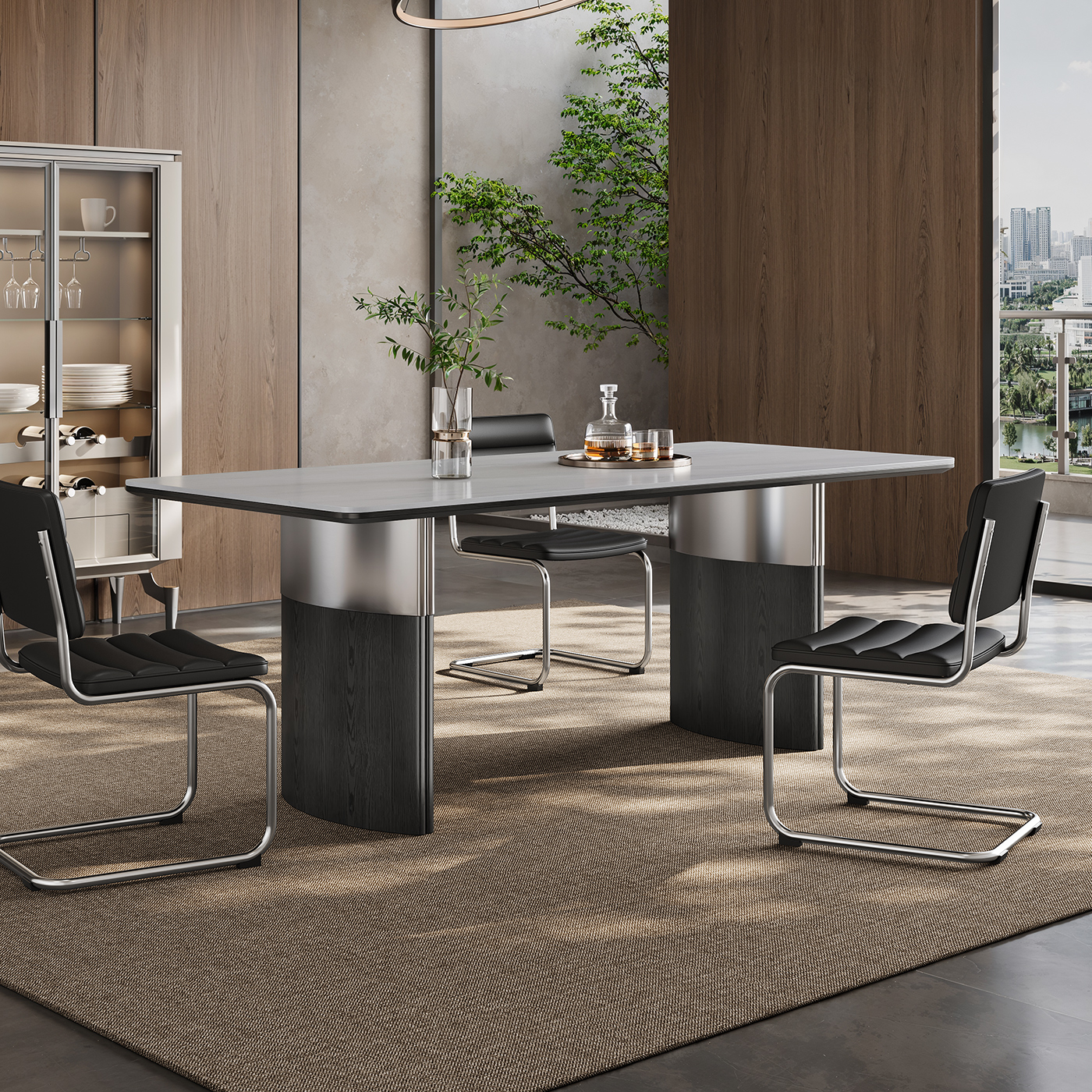 奥古斯特高端包豪斯微晶石餐桌