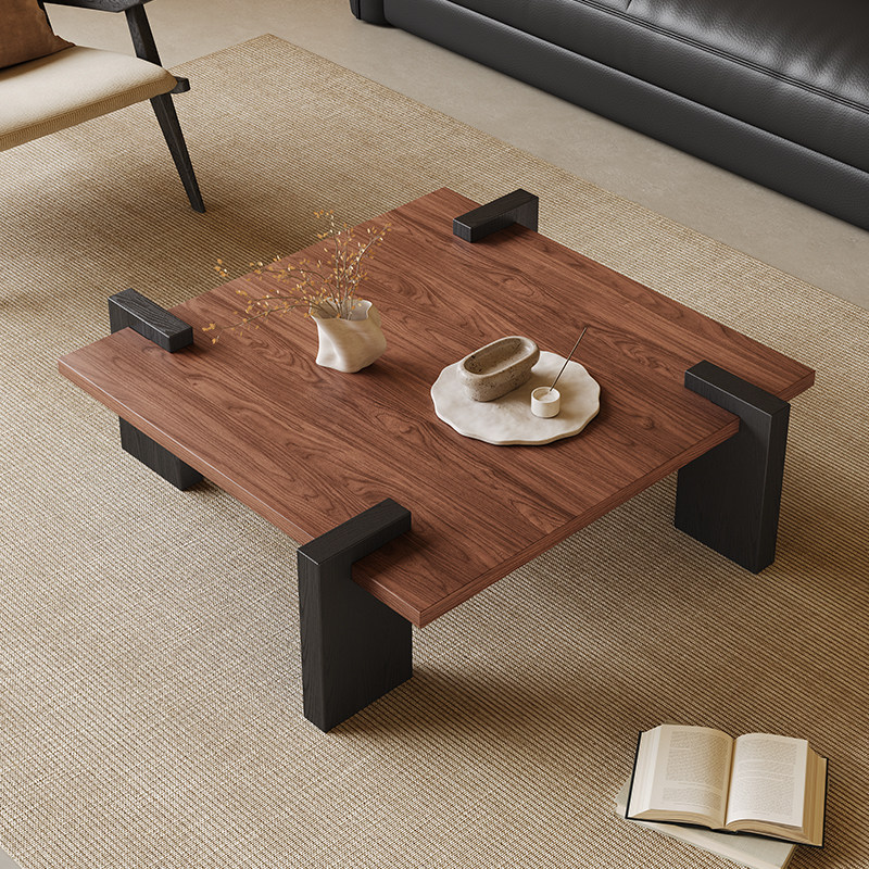 中古风方形茶几2026新款客厅家用小户型现代意式极简复古实木茶几