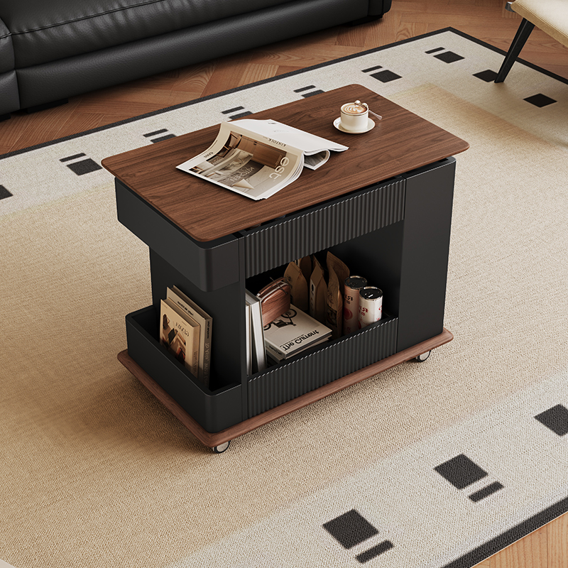 可移动多功能实木升降小推车