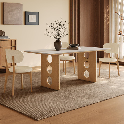 奥古斯特洞影原木风岩板餐桌