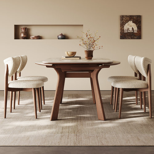 奥古斯特洞石伸缩岩板餐桌