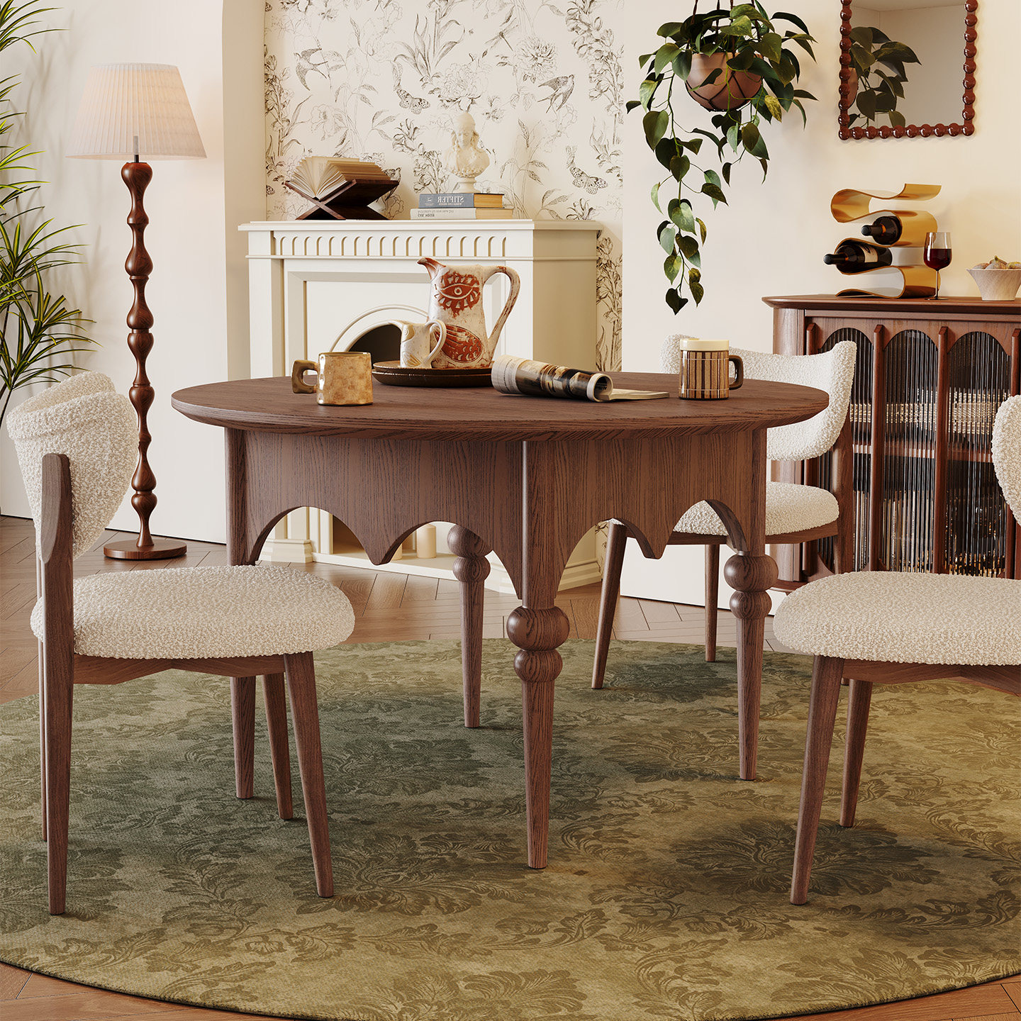 法式中古风餐桌圆桌全实木大板10人广东佛山2026新款美式实木圆