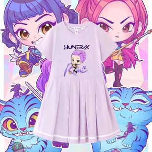 Kpop 猎魔女团短袖连衣裙洋气宝宝夏季女童新款裙子儿童纯棉夏装