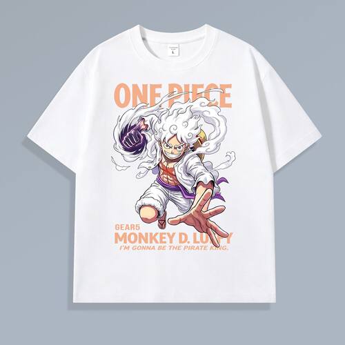 海贼王周边衣服短袖t恤男生ONE PIECE航海王路飞宽松白色T恤上衣