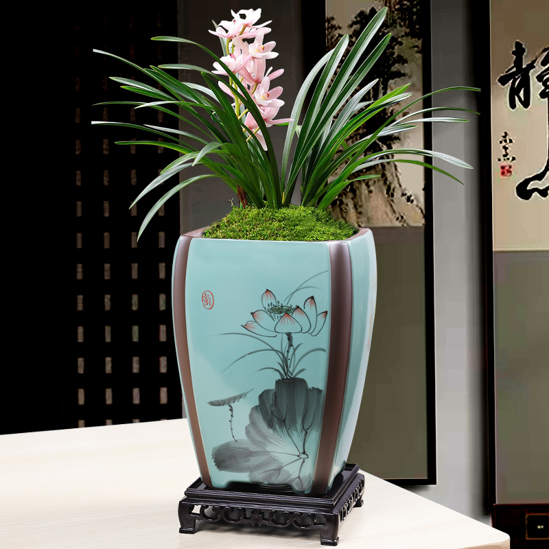 紫砂高端手绘复古造景盆