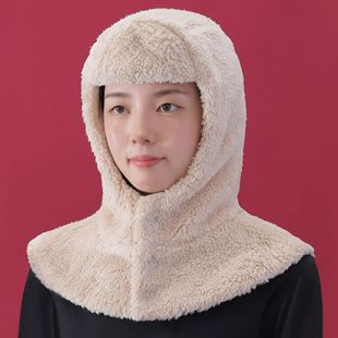 睡觉戴的防风护颈帽秋冬季中老年加绒护额头脖套一体睡眠帽保暖帽