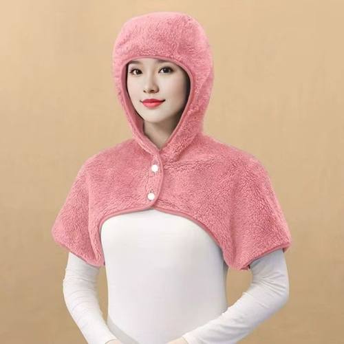 冬季护头睡觉帽加绒连肩