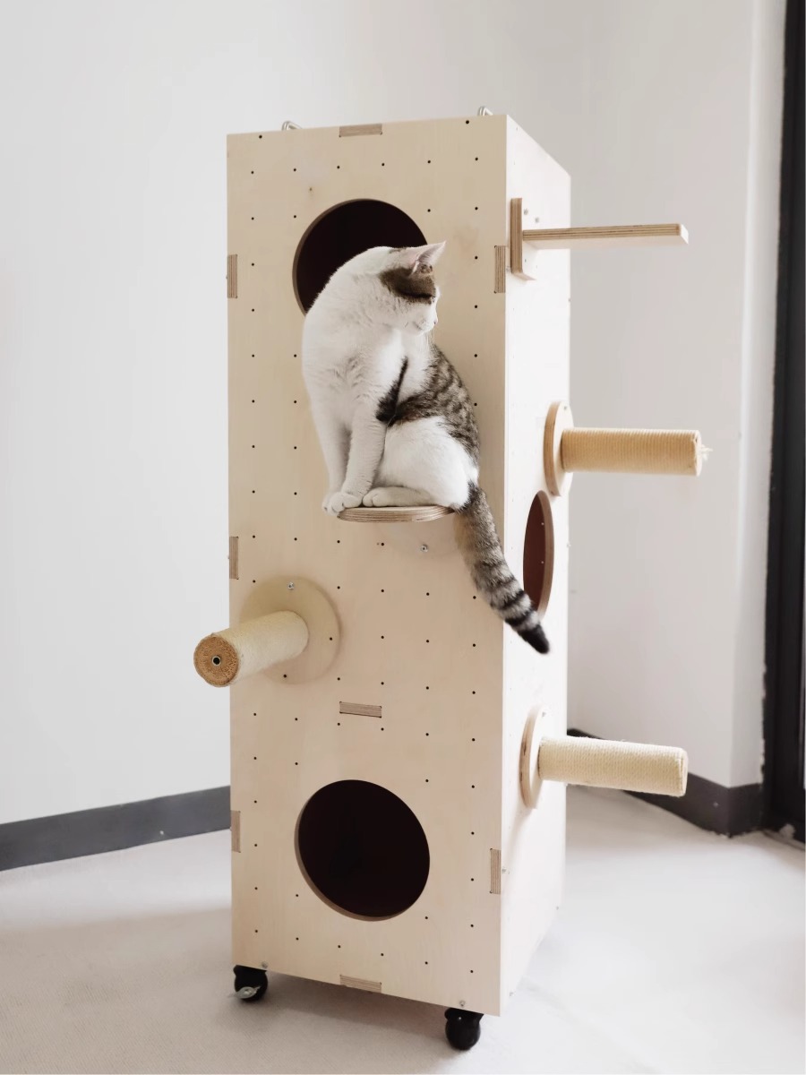Purrknave三层猫窝可扩展猫跳平台猫玩猫屋DIY猫踏板猫爬架猫屋