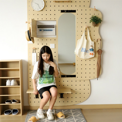 入户玄关洞洞板定制挂衣架穿衣镜